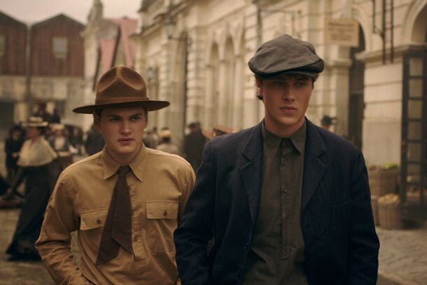 Joseph Zada and Joe Anders as Cal and Aron Trask in East of Eden (2026). Cathy's one-sentence will leaves everything she owns to Aron and nothing to Cal