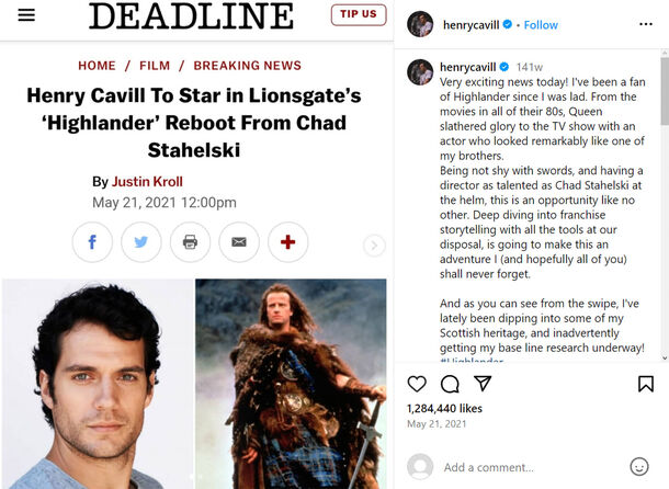 Henry Cavill's Update on Highlander Role Confirms What Fans Were Saying All Along - image 1