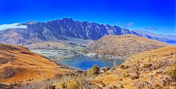 Lake and mountains above Queenstown in A Remarkable Place to Die
