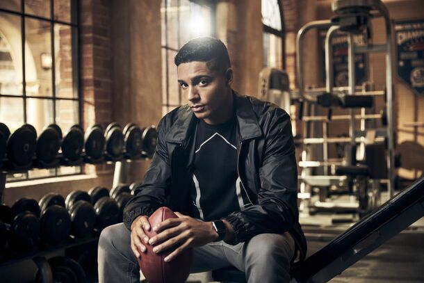 A player with the ball in the gym in All American