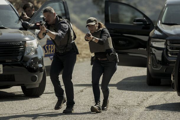 A tactical team moves between SUVs in The Terminal List (2022). In season 2's sixth episode, Rats in a Maze, Reece learns the whole operation was built to reach him