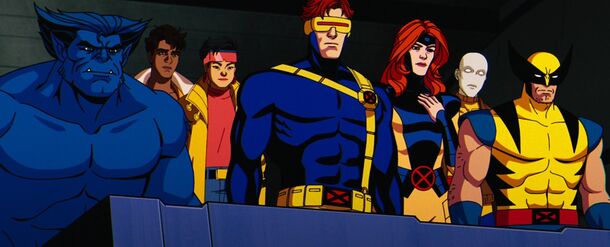 The team in X-Men '97 (2024), with Beast on the far left. Hank McCoy is the most obvious gap left in the reboot lineup Marvel unveiled at D23 in August