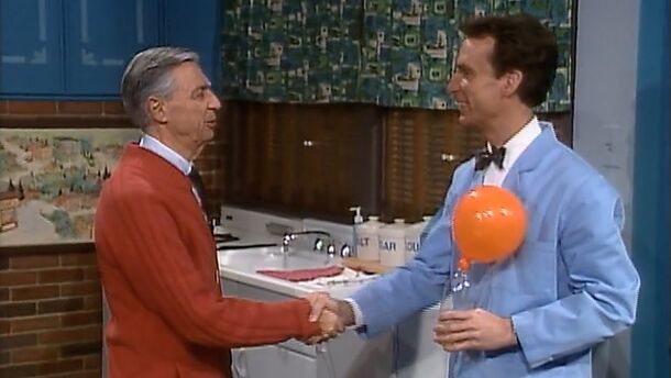 Fred Rogers with a guest in the kitchen in Mister Rogers' Neighborhood (1968). In May 1969, Rogers won $20 million in public-broadcasting funding from a Senate subcommittee in six minutes