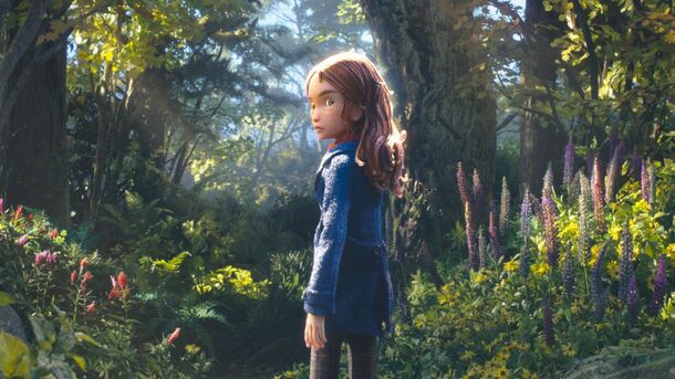 Prue McKeel in the Impassable Wilderness in Laika's Wildwood (2026). The ivy that covers the Wood absorbed Alexei's body, and in the end it takes his mother Alexandra the same way