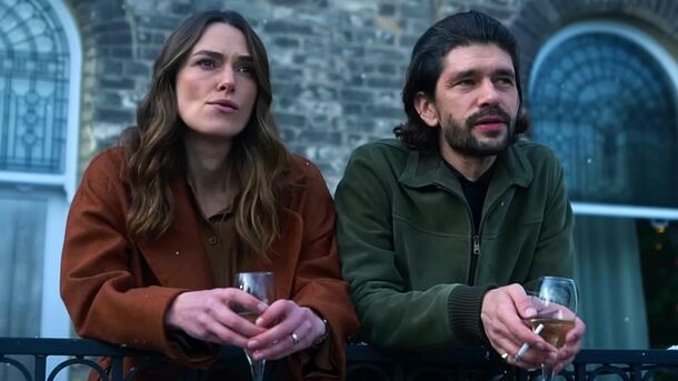 Keira Knightley and Ben Whishaw as Helen and Sam in Black Doves (2024). Sam, a hitman, comes back to London after seven years to keep Helen alive