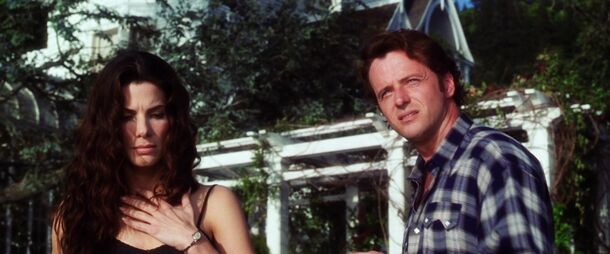 Sandra Bullock and Aidan Quinn as Sally Owens and Gary Hallet in Practical Magic (1998). In the sequel, Sally and Gary marry, and Gary dies soon after the wedding