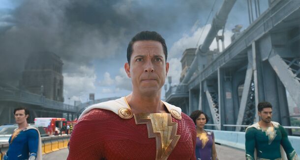 Zachary Levi and the Shazam family in Shazam! Fury of the Gods (2023). The sequel grossed about $134 million worldwide, and Levi's next series streams on Angel