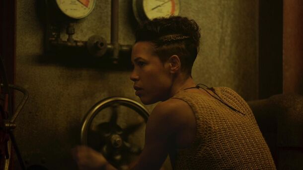 Remmie Milner as Shirley Campbell working in the mechanical level of Silo 18