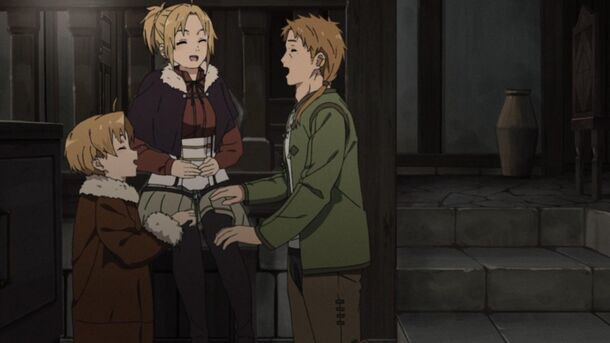 Rudeus and family in Mushoku Tensei
