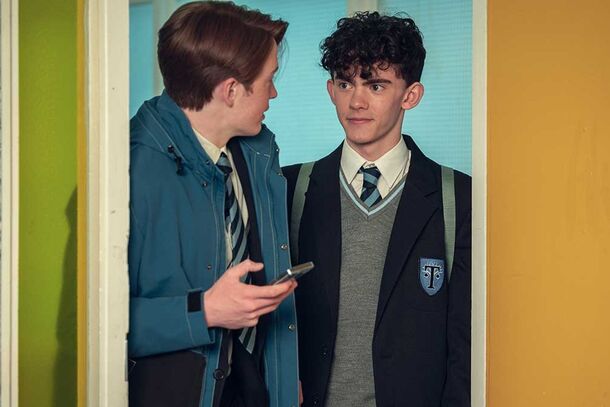 Nick and Charlie in Heartstopper, one of six titles whose source books Netflix is donating to 100 UK public libraries; Alice Oseman writes both the graphic novels and the scripts.