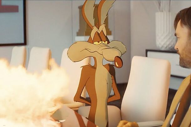 Wile E. Coyote in the Acme boardroom. The film was shot in 2022 and sat unreleased for three years while its studio treated it as a tax write-down.