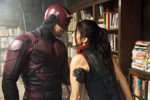 Daredevil (2016) — Charlie Cox with Elodie Yung's Elektra in the Netflix run, which managed three seasons under one creative team before Disney+ rebuilt the show twice