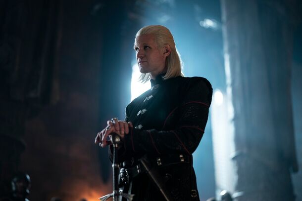 Daemon Targaryen standing before the fire in House of the Dragon