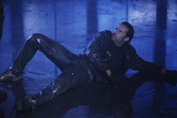 Connor MacLeod in the flooded car park in Highlander