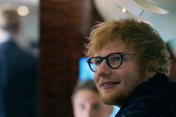 Ed Sheeran as himself in Yesterday (2019). His two Gillette Stadium nights were called off on the morning of the first show