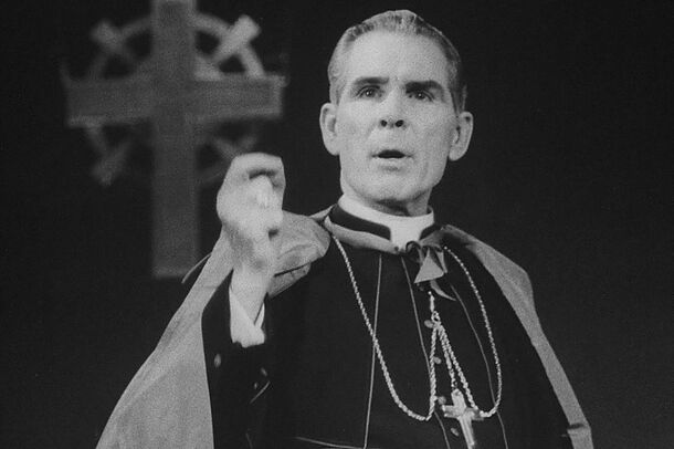 Fulton Sheen in Life Is Worth Living. The show ran on DuMont and ABC from 1952 to 1957 and won him an Emmy over Lucille Ball