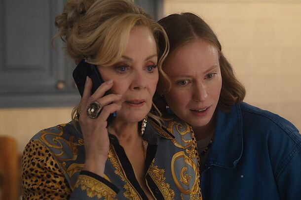 Hannah Einbinder with Jean Smart in Hacks. A year after her Emmy win for the role of Ava, Einbinder was taken into custody at the protest near the UN