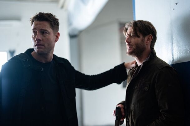 Ackles with Justin Hartley on Tracker, where he plays Russell Shaw. He returns for season 4, which puts him on three shows at once.