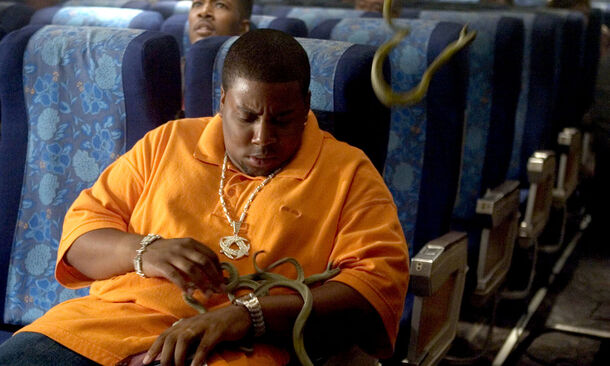 Snakes slithering between rows of seats in a thriller