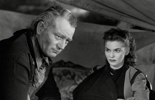 John Wayne in a 1940s western — the era when Hollywood found out he could act