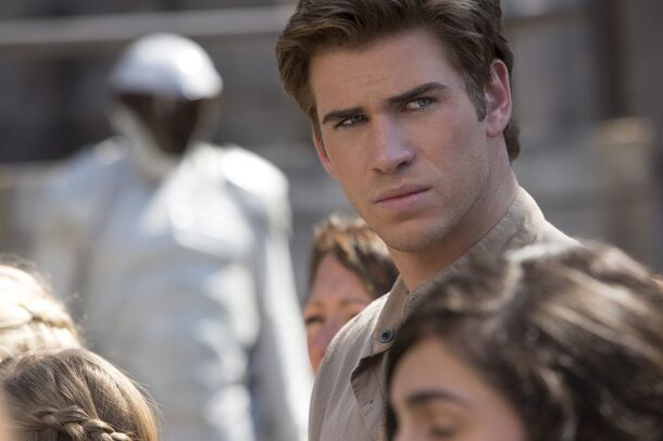 Liam Hemsworth as Gale in The Hunger Games: Catching Fire (2013). He delivers the film's final line: there is no District 12
