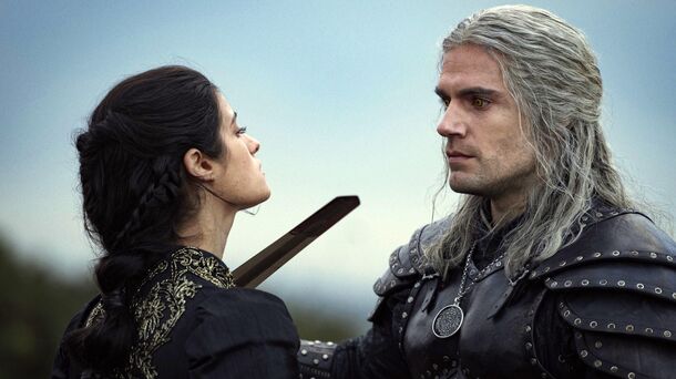 Henry Cavill and Anya Chalotra in The Witcher (2019). Cavill left after season 3, and Liam Hemsworth took over as Geralt in season 4