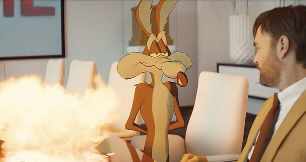 Wile E. Coyote in Coyote vs. Acme (2026). Warner Bros. Discovery shelved the finished movie for a tax write-off before it was sold to Ketchup Entertainment