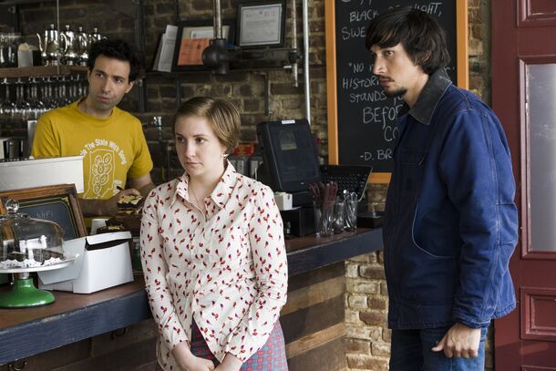 Alex Karpovsky, Lena Dunham and Adam Driver in Girls (2012). Driver is the one original cast member missing from HBO's five-episode revival