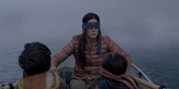 Sandra Bullock in Bird Box (2018), adapted from Josh Malerman's debut novel. Universal and Blumhouse haven't announced a follow-up to Other Mommy, which opened at No. 1 with $27.5 million