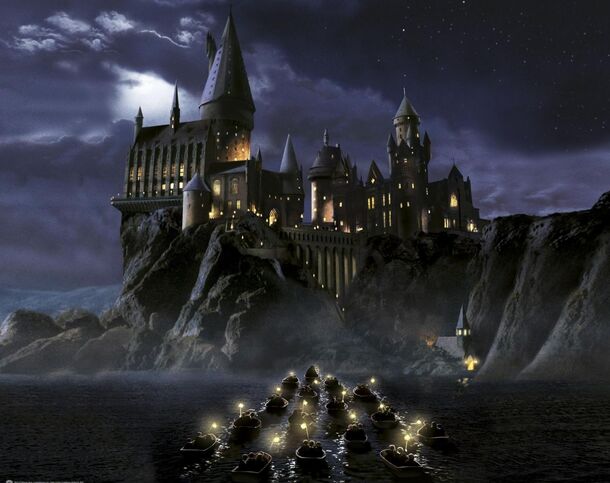 Hogwarts Castle in Harry Potter and the Sorcerer's Stone (2001). The Forbidden Journey ride inside Universal's Hogwarts Castle closes February 8 through February 19, 2027