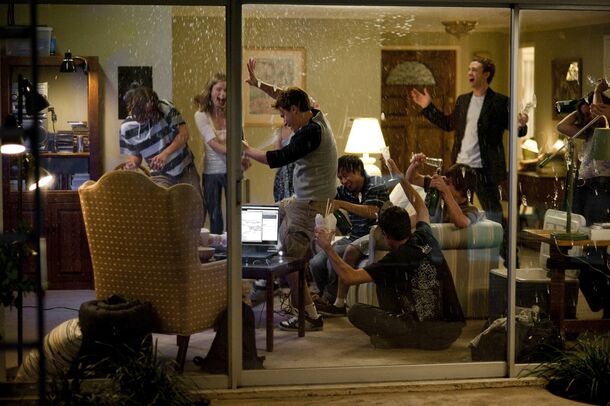 Justin Timberlake and the Facebook team in The Social Network (2010). The film opened to $22.4 million in October 2010 on its way to eight Oscar nominations