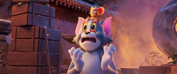 Tom and Jerry in Tom and Jerry: Forbidden Compass (2025). The during-credits epilogue is the one stretch of the film that puts the pair back at the center