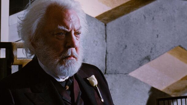 Donald Sutherland as President Snow in The Hunger Games (2012). He played Snow across four films and died in June 2024 at 88, two years before Ralph Fiennes inherited the role