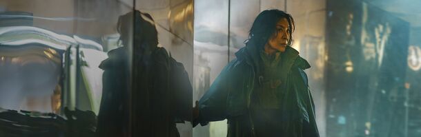 Michelle Yeoh as Olwen in Blade Runner 2099 (2026). She plays a replicant working as a Blade Runner in the final days of her life