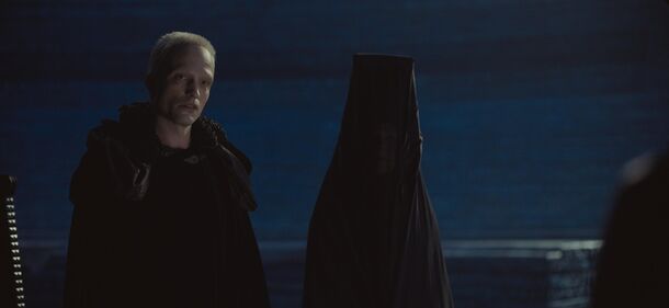 Charlotte Rampling and Robert Pattinson in Dune: Part Three (2026). Pattinson plays Scytale, the Tleilaxu Face Dancer who is the finale's new antagonist opposite Timothée Chalamet's Paul