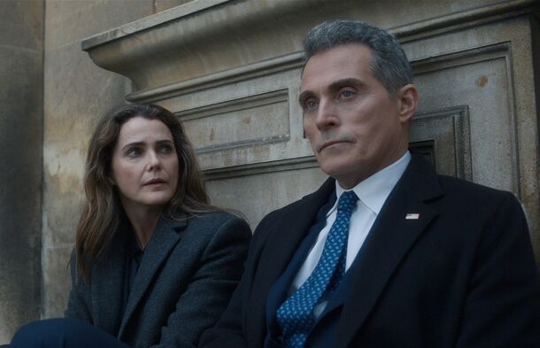 Keri Russell and Rufus Sewell as Kate and Hal Wyler in The Diplomat (2023). Season 4 kills off Austin Dennison in an offscreen helicopter crash at the end of episode 3