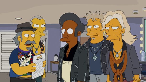 Apu backstage in The Simpsons (1989), when Hank Azaria still voiced him. The character went silent after 2017 and returned on October 18 voiced by Sunil Malhotra