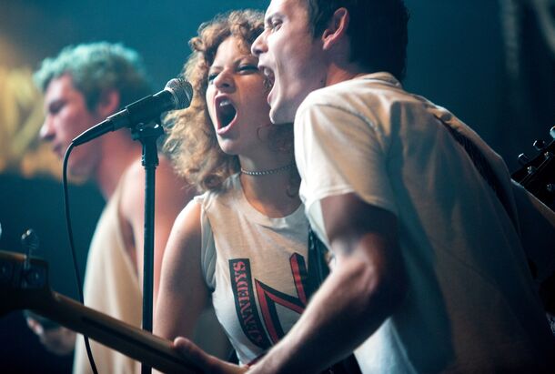 The band on stage in Green Room (2015), Jeremy Saulnier's punk siege thriller. It runs 95 minutes, while his new slasher Slayground reportedly runs two and a half hours