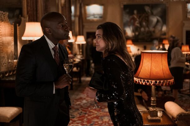 David Gyasi as Austin Dennison and Keri Russell as Kate Wyler in The Diplomat (2023). Netflix billed Gyasi as returning for season 4, and Dennison is dead by the end of episode 3