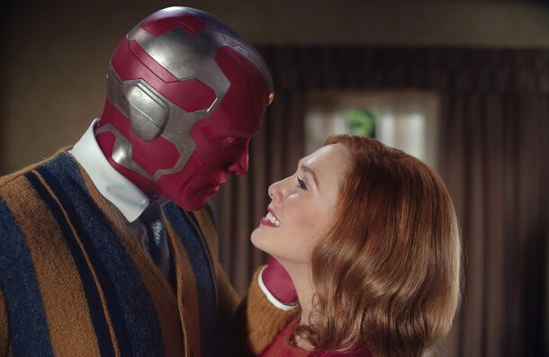 Paul Bettany and Elizabeth Olsen as Vision and Wanda in WandaVision (2021). VisionQuest showrunner Terry Matalas calls the new series more of a sequel to WandaVision than anything else