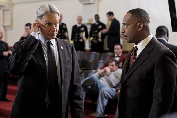 Mark Harmon and Rocky Carroll as Gibbs and Leon Vance in NCIS (2003). Carroll played Vance for 18 years before the character died in the show's 500th episode