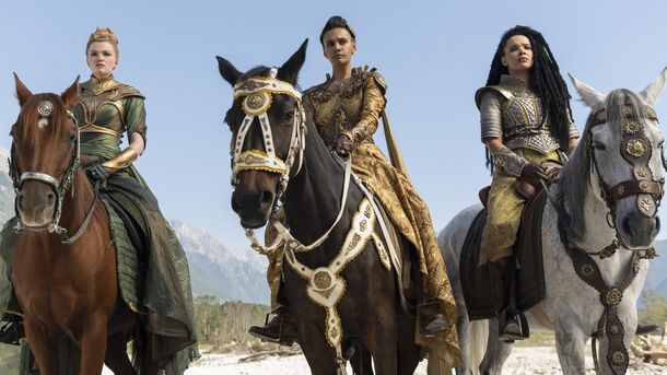 Three riders on horseback in The Wheel of Time (2021). Prime Video cancelled the series on May 23, 2025, five weeks after the season 3 finale