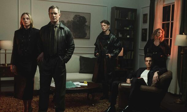 The Hollingsworths' federal team in Line of Fire (2026). Peter Krause plays Mike, a Secret Service supervisory agent, opposite Hope Davis