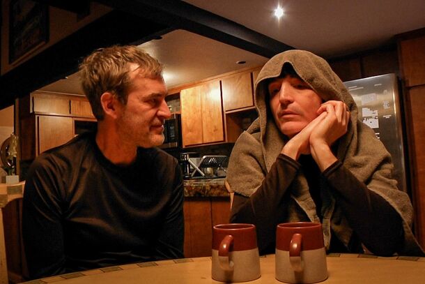 Mark Duplass as Peachfuzz with a guest in The Creep Tapes (2024). Season 3 premiered September 15 on Shudder and AMC+