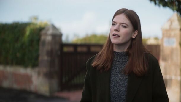 Rose Leslie as DI Kirsten Longacre on location in Vigil