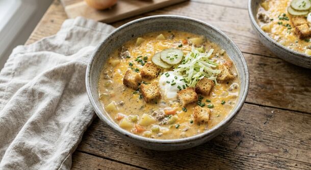 The Burger in a Bowl: How to Turn Simple Ground Beef Into a Luxurious, Ultra-Creamy Cheeseburger Soup