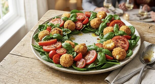Forget the Boring Cheese Platter: This "Caprese Wreath" with Fried Mozzarella Is a Total Showstopper