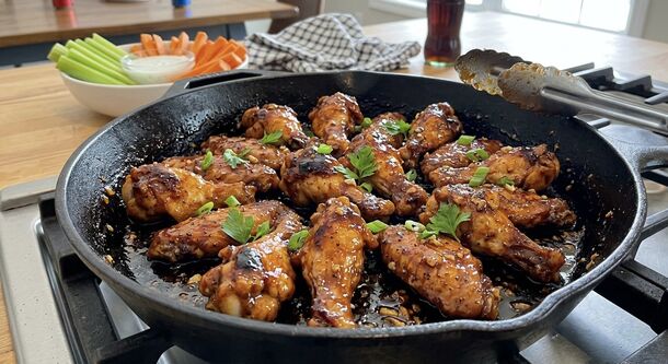 Sticky BBQ Chicken Wings: The Easy Skillet Secret to Making a Restaurant-Style Bar Snack at Home