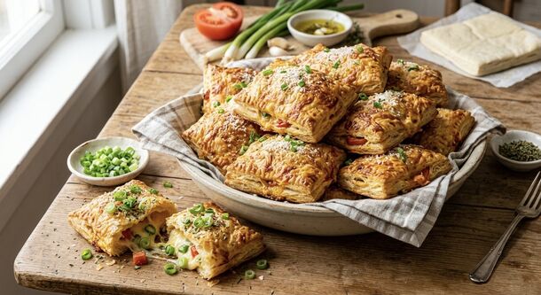 This 15-Minute Puff Pastry Hack Turns Fresh Tomatoes and Green Onions into a Crispy, Cheesy Masterpiece