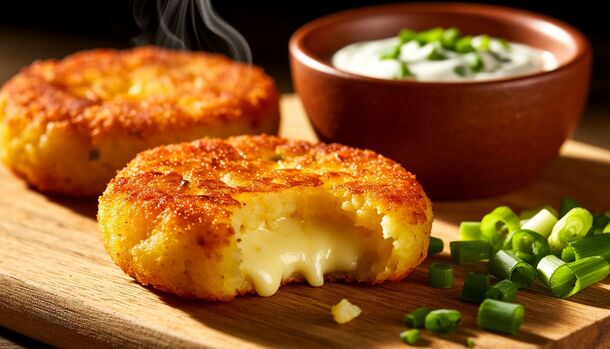 This Cheesy Potato Patty Recipe Is The Secret to a Perfectly Crispy & Gooey Breakfast